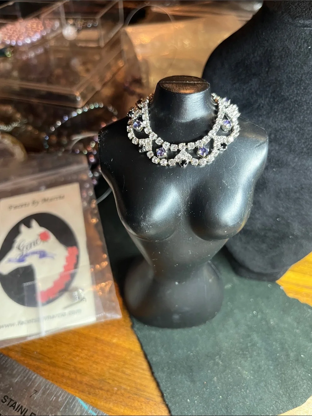 Rhinestone Crystal Statement Necklace by Facets by Marcia for 16” Fashion Dolls